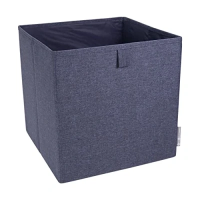 Immagine di Bigso Box of Sweden Scatola a cubo per scaffale o armadio, grande portaoggetti vestiti, giocattoli, forniture ufficio, ecc. pieghevole in poliestere e cartone Blu