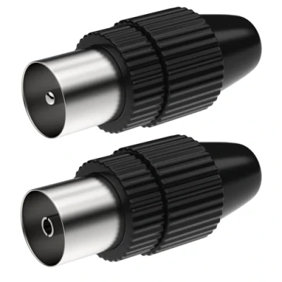 Immagine di Set di connettori coassiali e femmina/accoppiamento per visione via cavo IEC TV maschio femmina nero DVB C radio T2 antenne antenna satellitare BK impianti 4K UHD