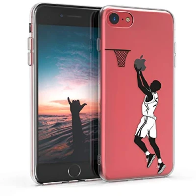 Immagine di kwmobile Custodia Compatibile con Apple iPhone SE (2022) / (2020) 8 7 Cover Silicone TPU Protezione Back Case Cestista nero/bianco/trasparente