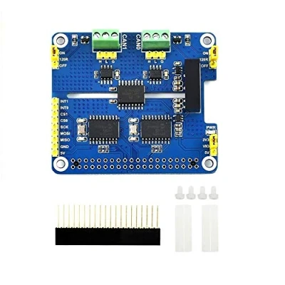 Immagine di IBest 2 CH Can Hat Channel Isolated Bus Expansion Board for Raspberry Pi 4B/3B+/3B/2B/Zero/Zero W,MCP2515 + SN65HVD230 Dual Chips Solution with Multi Onboard Protection Circuits