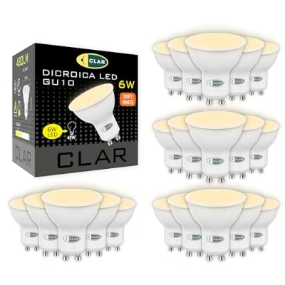 Immagine di CLAR GU10 LED 3000K, LED, GU10, Lampadine a Lampadina Luce Calda, 6W (Pack 20)