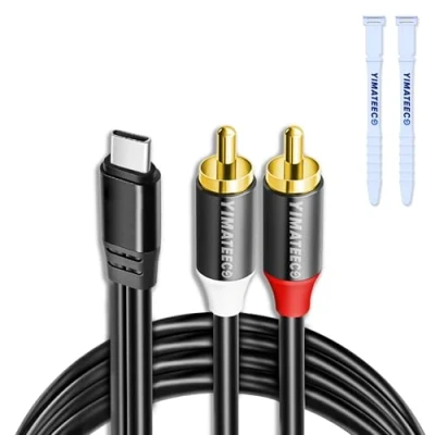 Immagine di YIMATEECO cavo audio da USB C a RCA, di tipo 2 RCA maschio, convertitore stereo Y, splitter per telefono 15/15 Plus, tablet, Galaxy S24/S23/S22, amplificatore Home Theater,