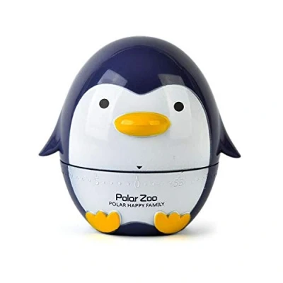 Immagine di Belons timer da cucina 60 minuti con pinguino, meccanico a breve termine, manuale per conto alla rovescia, colore: Viola blu