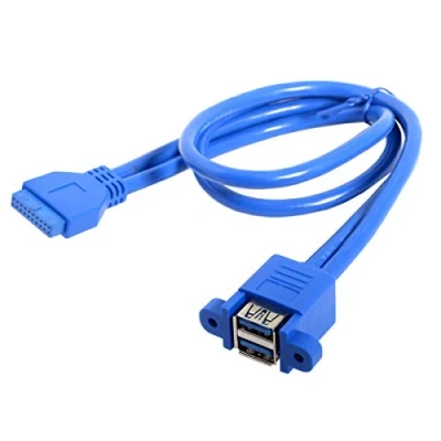 Immagine di JSER Impilabile USB 3.0 Femmina Tipo di Pannello a Scheda Madre 19Pin 20Pin Cavo Intestazione 5Gbps Doppia Porte 50cm