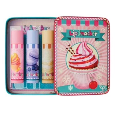 Immagine di Lip Smacker Balm Tin Trio, 3 Piece Kids Gift Set, Pastry Edition, Moisturizing and Easy to Apply, Infused with Castor Seed Oil