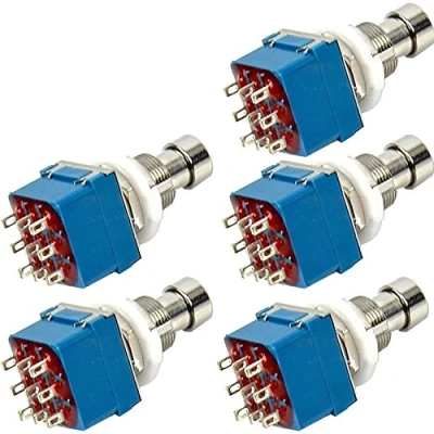 Immagine di Mintice 5 X 3PDT 9 pin interruttore a pedale effetto chitarra stomp vero bypass blu in metallo