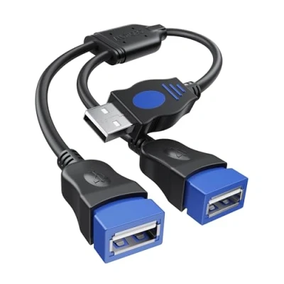 Immagine di ANDTOBO Cavo USB Sdoppiatore, Doppia Uscita, 2.0 Y Splitter per Auto/iPhones/LED/Dischi Rigidi Esterni, ecc