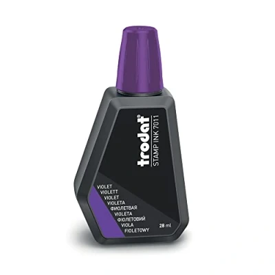 Immagine di Trodat 7011, Flacone di Inchiostro Viola per la Ricarica dei Tamponi o Cuscinetti, 28 ml, a Base d&#039;Acqua Timbrare Documenti, Impronte Pulite e Nitide, Tappo Richiudibile