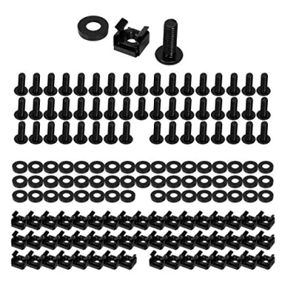 Immagine di Faconet® 50 X 6 mm Fissaggio Set di viti con rondella e dado gabbia per armadio server rack Sistemi NERO