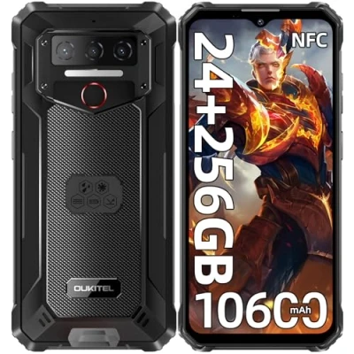 Immagine di OUKITEL WP23 Plus Rugged Smartphone 2025, 24GB+256GB/1TB Telefono Indistruttibile, 10600mAh Rugged, 6.52&quot; HD Phone, Octa Core Dual SIM/NFC/Fingerprint/GPS/OTG, Nero