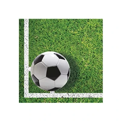 Immagine di Procos 86869 Tovaglioli da Calcio, 20 Pezzi, Dimensioni 33 x cm, Fazzoletto per la Bocca dei Bambini, stoviglie Feste, Decorazione Tavolo, Colore Verde,