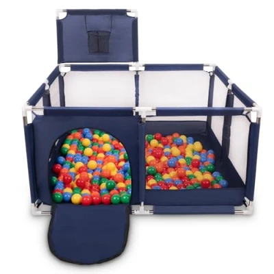 Immagine di SELONIS Recinto Per Bambini Con 900 Palline Colorate, Blu:Verde/Giallo/Blu/Rosso/Arancione