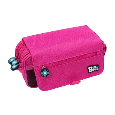 Immagine di Grafoplás Astuccio scolastico a tre scomparti con bavero Fucsia bits&amp;bobs colori vivaci 23x10x10cm Include orario e zona identificazione, fucsia, 23x10x10cm, Scuola