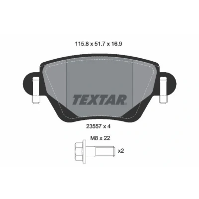 Immagine di TEXTAR 2355702 Kit pastiglie freno Non predisposto per contatto segnalazione usura con bulloni pinza RENAULT: Kangoo I, I Express