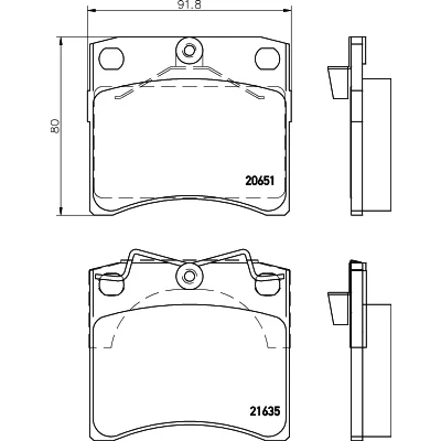 Immagine di HELLA 8DB 355 018 381 Kit pastiglie freno Non predisposto per contatto segnalazione usura con accessori VOLKSWAGEN: Transporter 4 Bus,