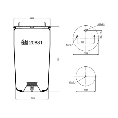 Immagine di FEBI BILSTEIN 20881 Soffietto, Sospensione pneumatica