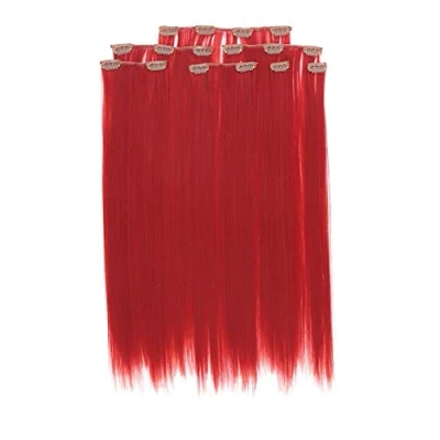 Immagine di Prettyland statico libero lunga 7 pezzi Clip in Extension 50cm pezzo capelli lisci set di dei Rosso R02