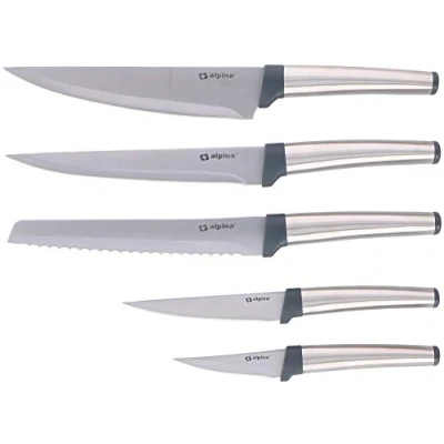 Immagine di Alpina Set di 5 coltelli, con coltello da pane e chef, in acciaio inox/polipropilene