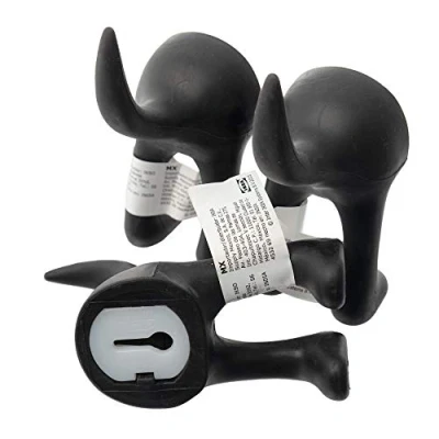 Immagine di IKEA, set di 3 ganci appendiabiti a forma coda cane, per cappelli, cappotti e chiavi. Montaggio parete Nero