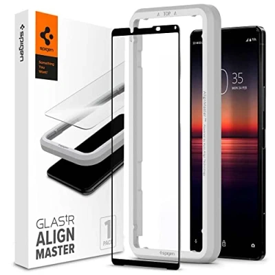 Immagine di Spigen, Vetro Temperato Sony Xperia 1 II, AlignMaster, Installazione Semplice con Cornice di Allineamento, Copertura Totale, Custodia Compatibile, Pellicola II