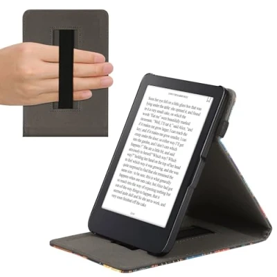 Immagine di kwmobile Custodia Cinturino Mano Compatibile con KoboClara 2E Cover eReader Stand Multicolore Ancora Un Capitolo
