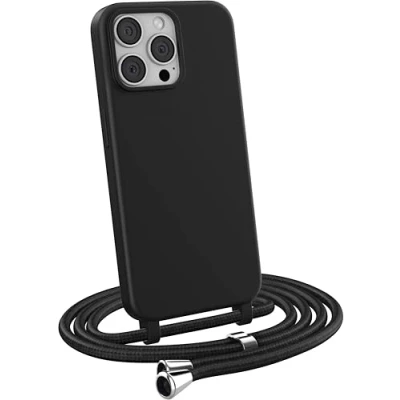 Immagine di MyGadget Cover per iPhone 13 Pro Custodia Opaca con Corda Case Cordino Antiurto Laccio Tracolla Practical Stylish Nero