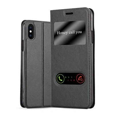 Immagine di Cadorabo Custodia Libro per Apple iPhone X/XS in NERO COMETA con Funzione Stand e Chiusura Magnetica Portafoglio Cover Case Wallet Book Etui Protezione