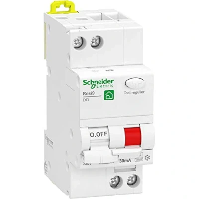 Immagine di Schneider Electric R9PDCF16 Resi9 Disgiuntore differenziale 1P+N 16A 30mA curva C tipo Fsi Disj Diff XP