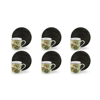 Immagine di Excelsa Leopard Set 6 Tazzine Caffè Espresso, Porcellana, Capacità 100 ml, Multicolore