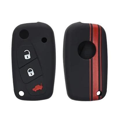 Immagine di kwmobile Custodia Coprichiave Compatibile con Fiat Lancia 3 tasti Cover Copritelecomando Chiave Auto Copri Chiavi Macchina Strisce Rally
