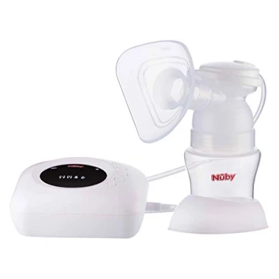 Immagine di Nuby Tiralatte Elettrico Con Display Digitale E 4 Programmi Di Estrazione Portatile Facile Da Usare Contenitore Raccogli Latte, Bianco