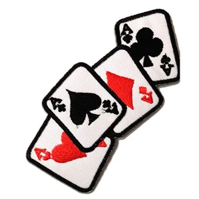 Immagine di assoe Poker carte Biker Toppe termoadesive Patch Toppa ricamate, misura: 11 x 5 cm