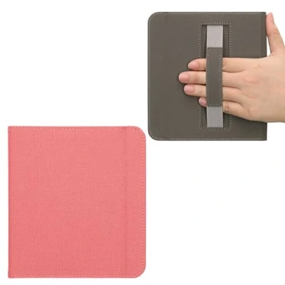 Immagine di kwmobile Cover Pieghevole eReader Compatibile con Kobo Libra Colour Protezione eBook Reader in Tela Cinghia per Mano rosa