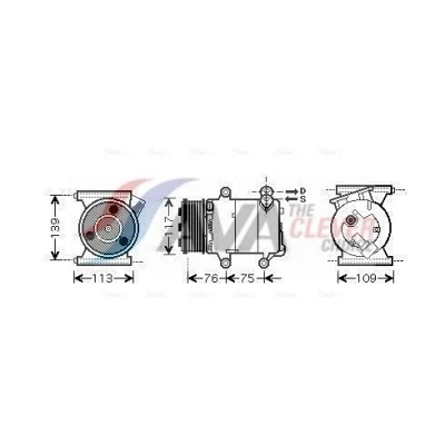 Immagine di AVA COOLING SYSTEMS AUAK185 compressore Aria Condizionata VS16 12V PAG 46 R134a con olio PAG, innesto elettromagnetico, senza diodo