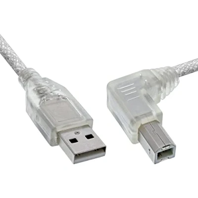 Immagine di InLine 20155 Cavo USB 2.0, Type a Maschio B Angolato Destra, 2M Trasparente
