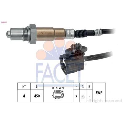 Immagine di FACET 10.8117 Sonda lambda con materiale di fissaggio Made in Italy OE Equivalent riscaldato, planare, Filettatura prelubrificata 4