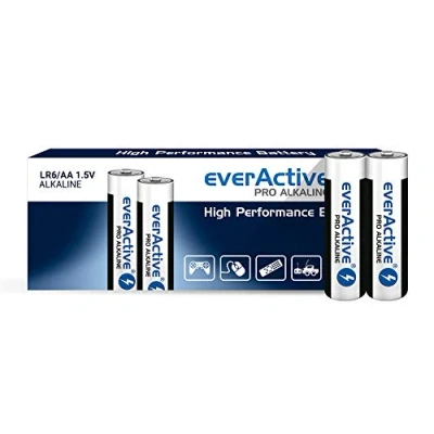Immagine di everActive Confezione da 10 batterie AA alcaline Mignon LR6 R6 1,5 V, massima potenza, durata anni, pezzi