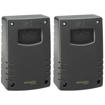 Immagine di Oktaplex Bela Set di 2 interruttori crepuscolari esterni, con timer spegnimento, IP65, 230 V, colore: antracite