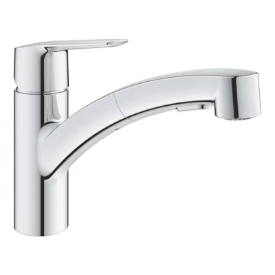 Immagine di GROHE QuickFix Rubinetto da cucina, linea Start doccetta estraibile sistema di fissaggio rapido montaggio facile e veloce Miscelatore lavello satinato 30531DC1