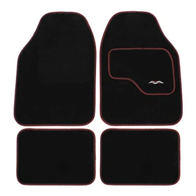Immagine di JVL 01 929RD Set di tappetini universali in PVC, 4 Pezzi, Colore: Nero/Rosso