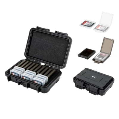 Immagine di KIWIFOTOS Custodia porta schede SD, XQD e CF Express di tipo B, con protezione individuale in plastica trasparente, impermeabile, antiurto, anti polvere, adatta per 10 CFB/XQD 12 SD