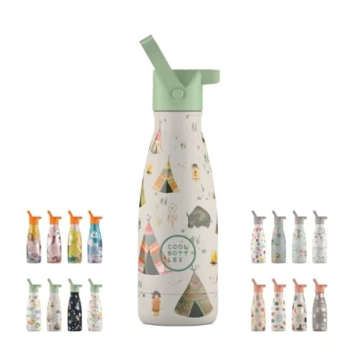 Immagine di Borraccia Termica per Bambini 260 ml Indian Tribe Bottiglia Acqua Acciaio Inox Bevande Fredde 36 Ore e Calde 18 Rifiniture con Disegno in Rilievo Senza BPA Cool Bottles
