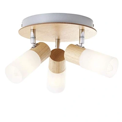 Immagine di BRILLIANT lampada Babsan Spotrondell 3flg legno chiaro/bianco 3x C35, E14, 3.5W, adatto per lampade a candela (non incluse) Scala da ++ E Testa orientabile