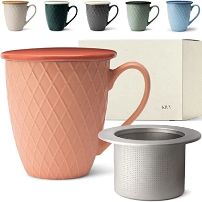 Immagine di KIVY tazza da tè grande con coperchio e colino [650 ml] XXL jumbo