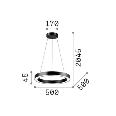Immagine di Ideallux Ideal Lux Lampada a sospensione LED Oracle, nero, 3.000 K, Ø 50 cm