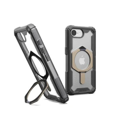 Immagine di URBAN ARMOR GEAR Plasma XTE Case per Apple iPhone 16e Custodia Kickstand (Ricarica wireless / magnetica compatibile, Apribile, Protezione da cadute 6 metri) ash/titanio