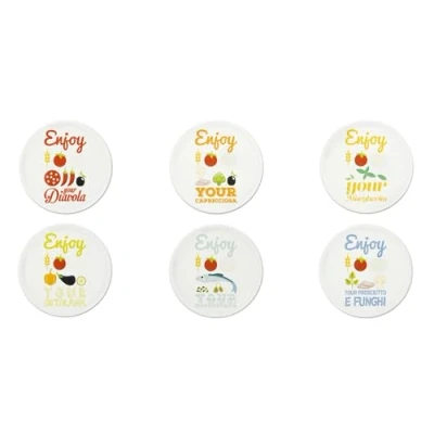 Immagine di Excelsa Enjoyable Set 6 Piatti Pizza, Diametro 31 Cm., Porcellana, Multidecoro