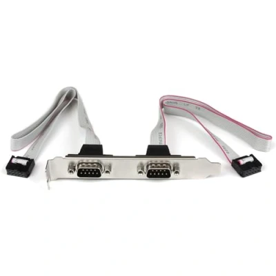Immagine di StarTech.com Staffa per porta COM serie seriale 2 porte la connessione alla scheda madre, 2x DB9 maschio, IDC10 femmina (PLATE9M2P16)
