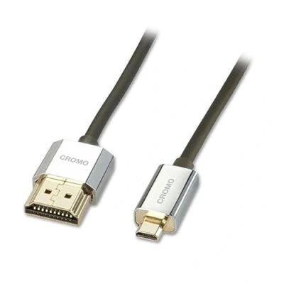 Immagine di LINDY Cavo HDMI a Micro A/D, CROMO Slimline 4.5 Metri, Cavetto High Speed 4k@60Hz 2.0 10.2G 3D 1080p HDCP 2.2 Certificato ARC CEC ATZ, Compatibile con TV, Monitor, Tablet, Laptop, Camera