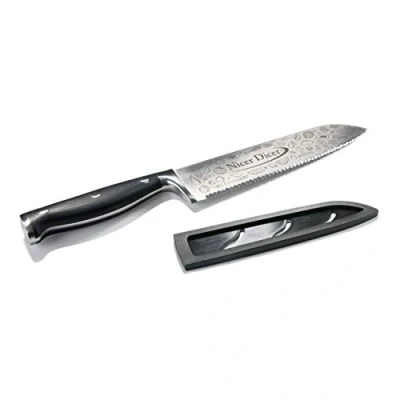 Immagine di Genius Nicer Dicer Knife Professional Coltello da chef 20 cm professionale extra affilato in acciaio inox con lama ondulata e custodia protettiva Universale cucina